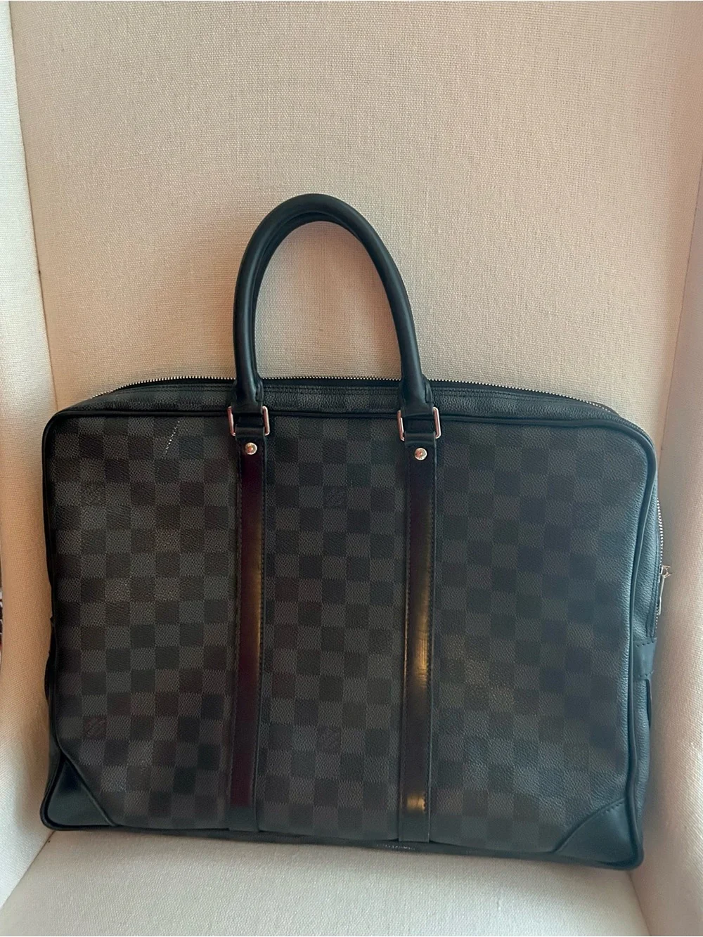 Authentic Louis Vuitton Black Damier Graphite Leather Briefcase